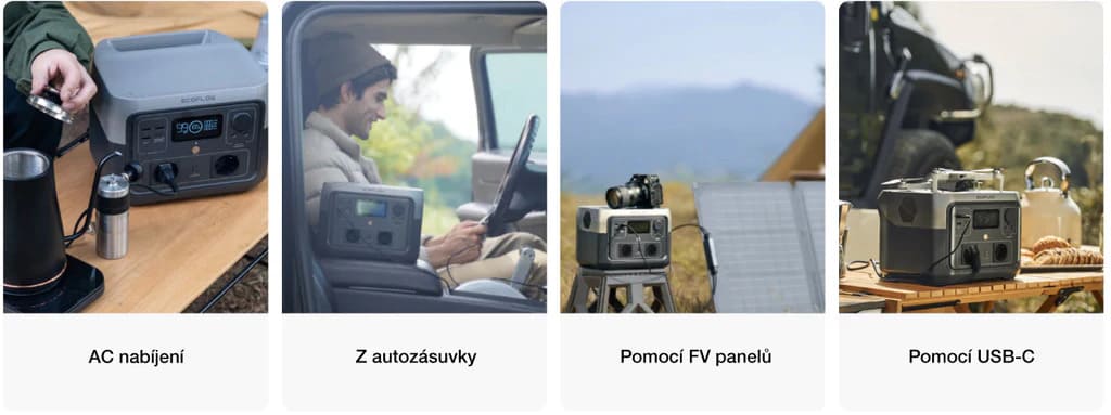 EcoFlow - RIVER 2 Max - Čtyři způsoby dobíjení